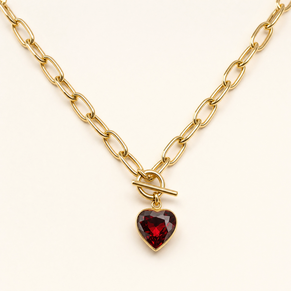 Cœur Rouge Toggle Necklace — gold 18k