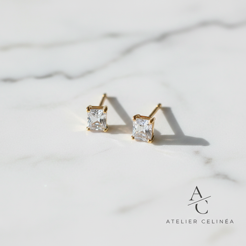 Gold Emerald Studs - Flat lay