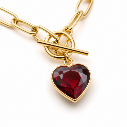 Cœur Rouge Toggle Necklace — gold 18k