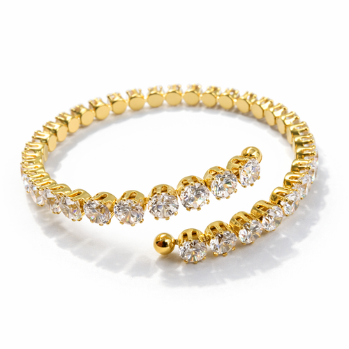 Queen's Crystal Bracelet - 18k gold plated 64-diamond ingraved bracelet